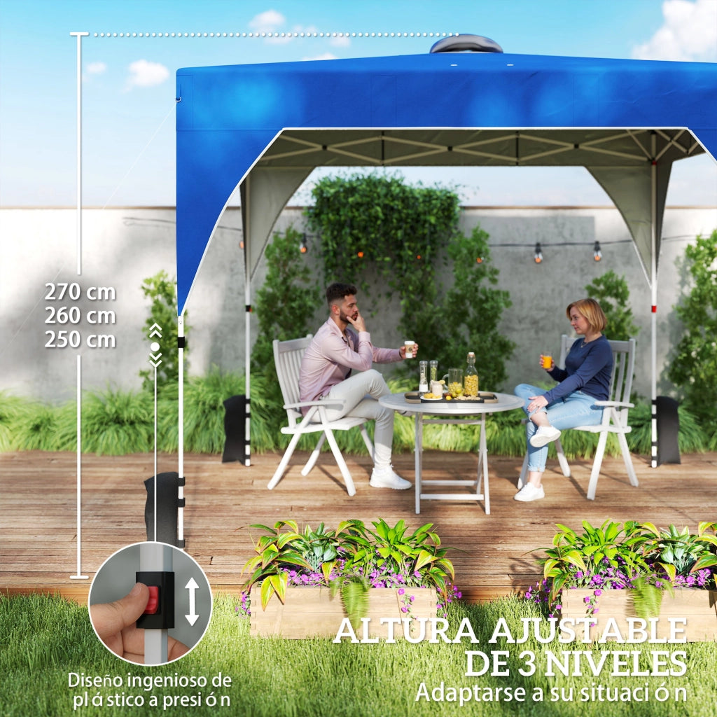 Carpa da Giardino Pieghevole 3x3 m ¨C zephmum ¨C Blu con Blocco Centrale, Altezza Regolabile, Borsa con Ruote