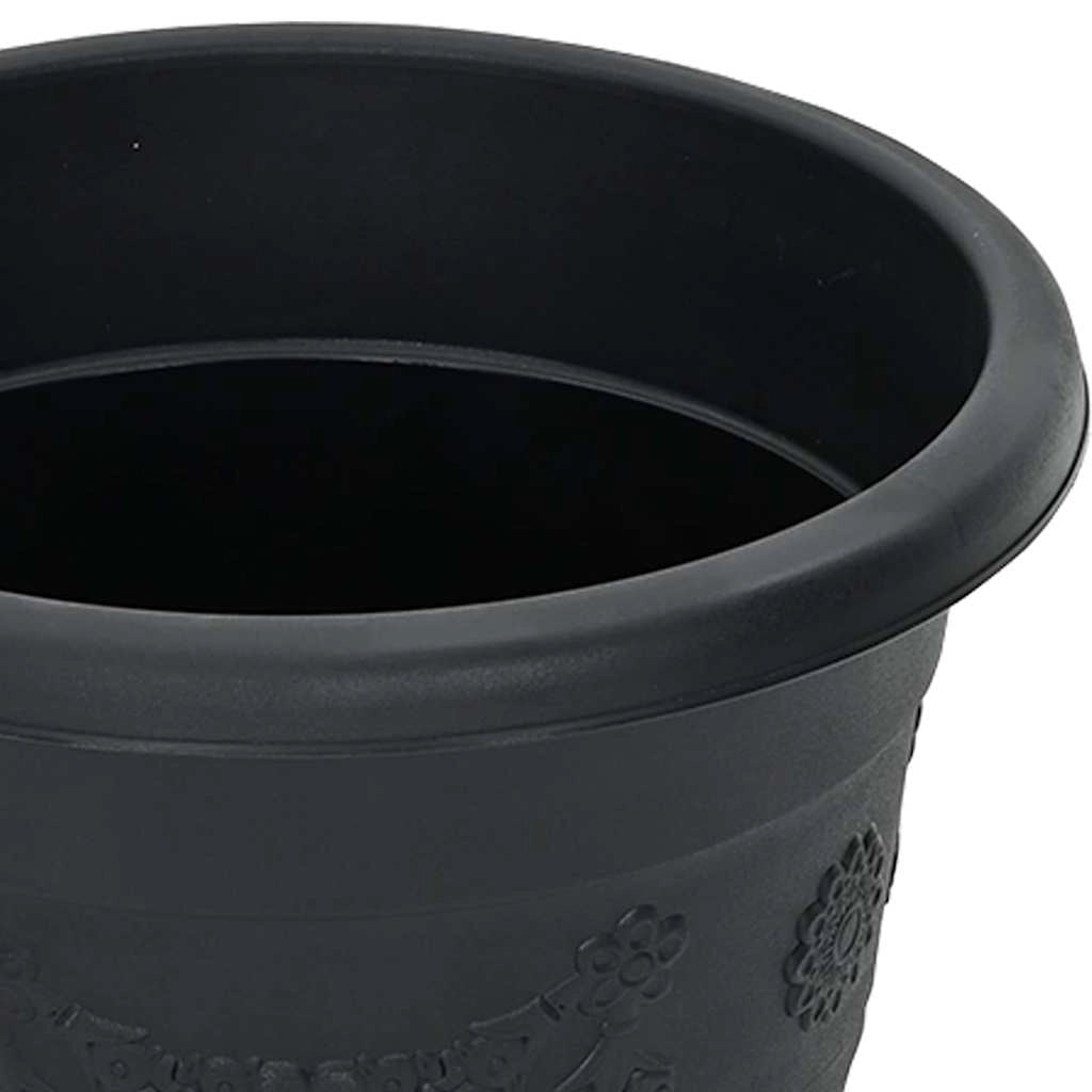 Set di 6 vasi da fiori rotondi in stile moderno e minimalista per interni ed esterni 26 x 26 x 21,5 cm in plastica nera 02_0059327