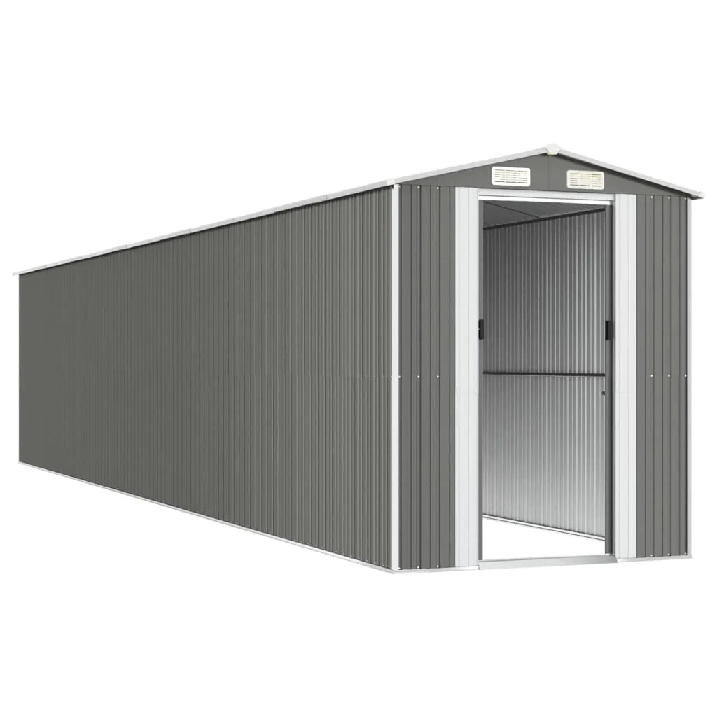Casetta da giardino cabina ripostiglio capanno da esterno capanno per attrezzi robusta colore chiaro 192 x 1021 x 223 cm acciaio zincato grigio 02_0022252