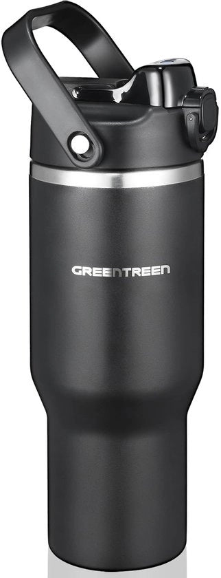 Bicchiere termico per automobilisti: 1000 ml bicchiere impermeabile con coperchio e beccuccio - doppio strato a vuoto 1L isolato per viaggi in auto e campeggio