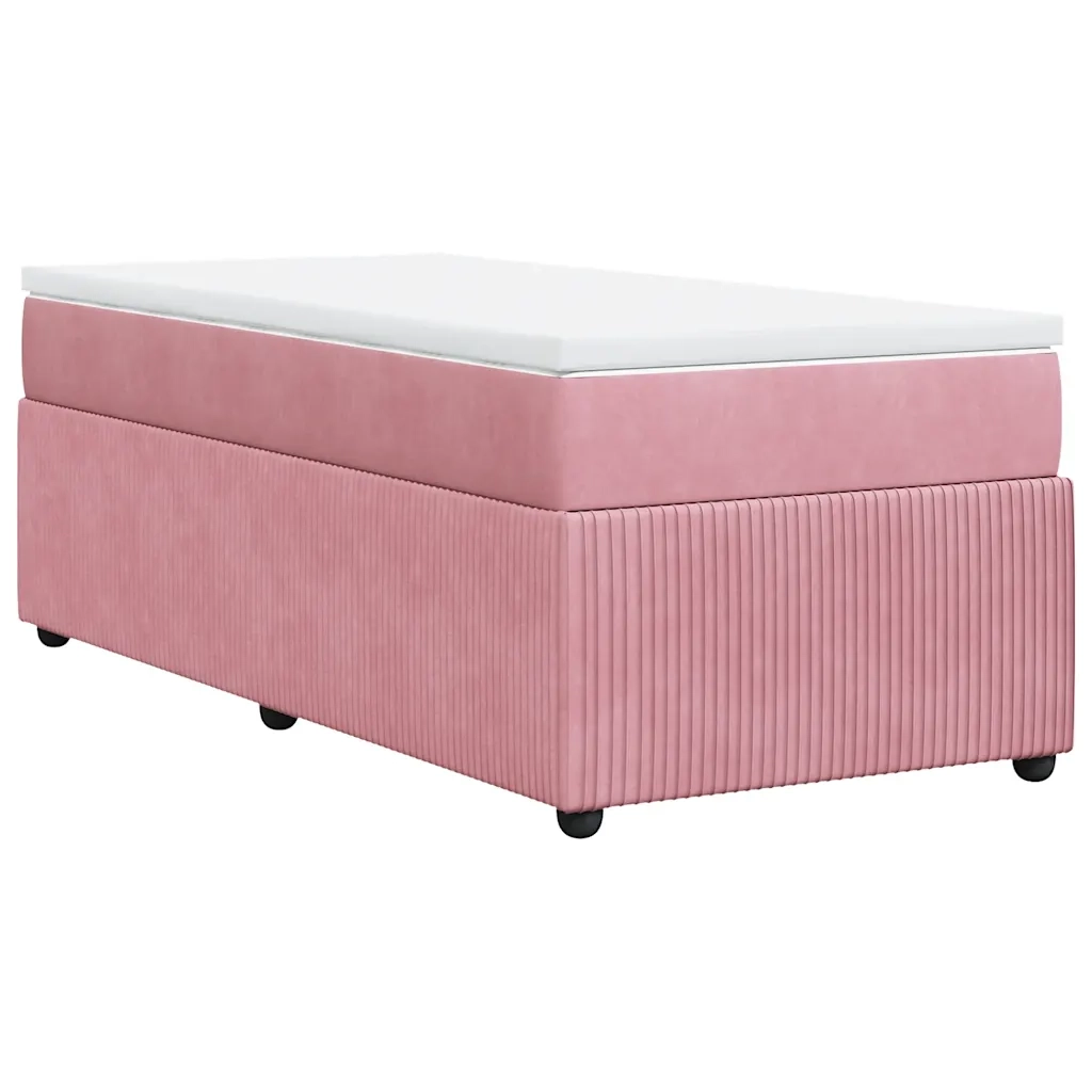 vidaXL Giroletto a Molle con Materasso Rosa 90x200 cm in Velluto