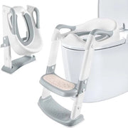 Toilet per bambini con cuscino in PU morbido, riduttore di altezza toilette con scala, riducibile e pieghevole, adattatore per toilette antiscivolo