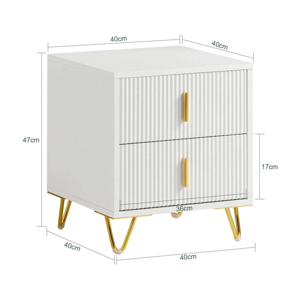 Comodini letto con cassetti Tavolino da salotto o soggiorno Tavolino telefono 40x40cm Bianco 2 cassetti FBT115-W