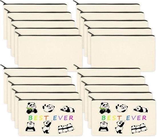 20 pezzi di tasca in tessuto leggero, tas in tessuto con cerniera, etui in canapa multifunzionale per scuola di pittura, hobby, viaggi, organizzatore