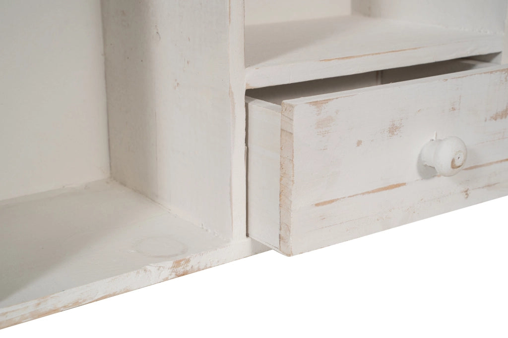 Biscottini VETRINETTA BACHECA IN LEGNO FINITURA BIANCA ANTICATA L60XPR18XH89 CM STILE SHABBY