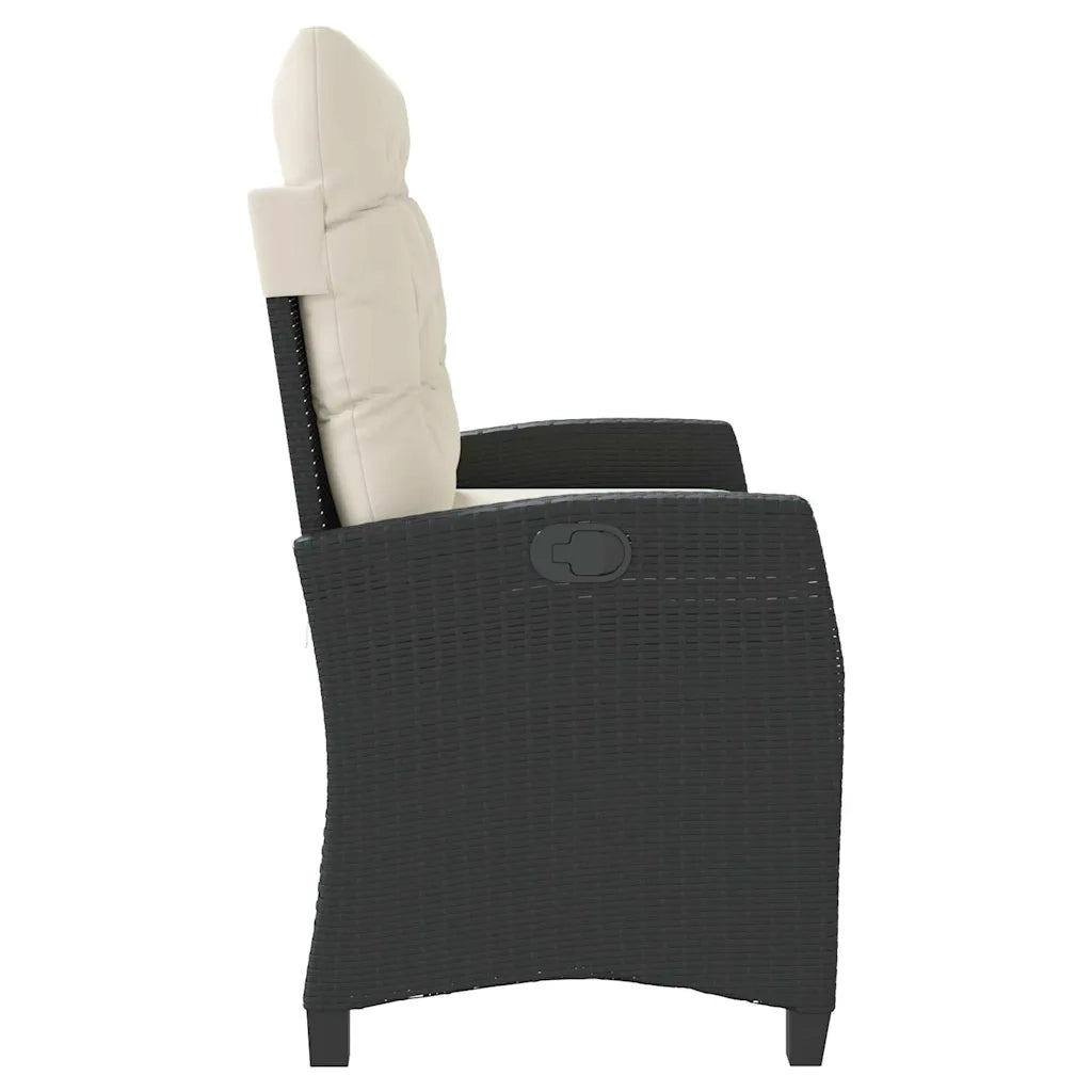 Panca Reclinabile da Giardino con Cuscini Nera in Polyrattan 368225