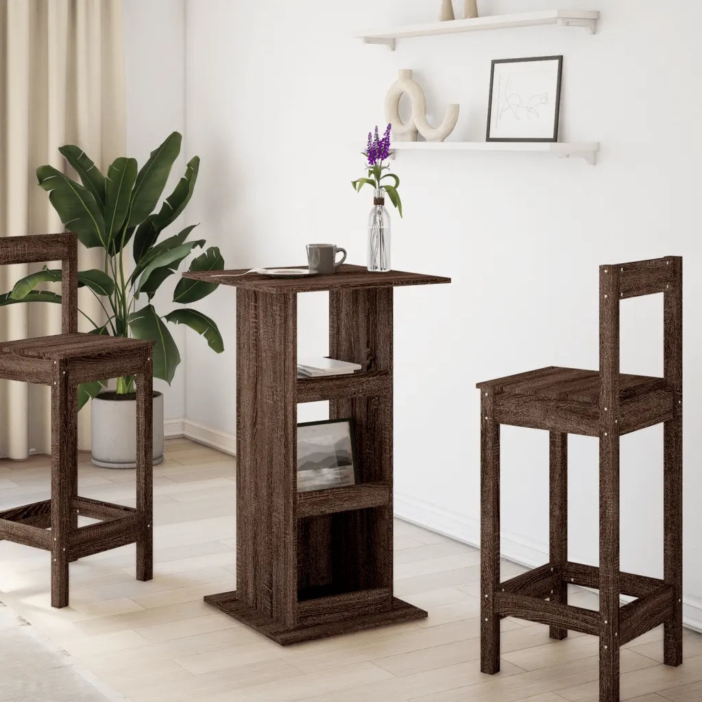 Tavolo Bar Portaoggetti Rovere Marrone 60x60x102 cm Multistrato