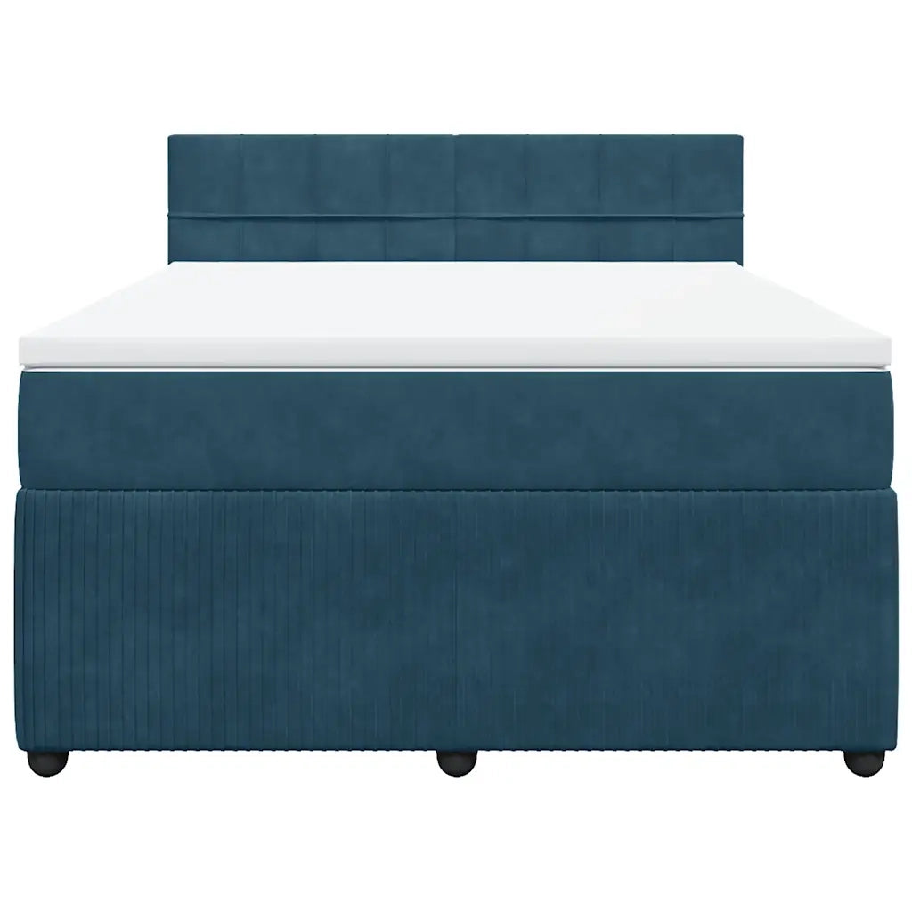 Giroletto a Molle con Materasso Blu 160x200 cm in Velluto 3290086