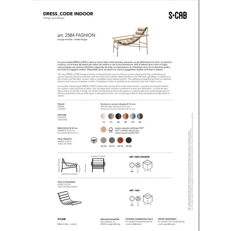 SEDUTA DRESS CODE FASHION PER INDOOR MADE IN ITALY SCAB DESIGN