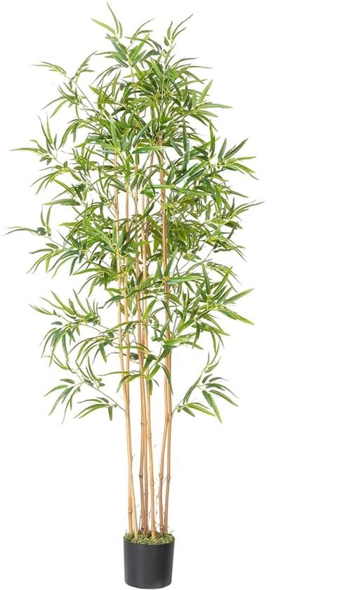 Pianta di bambù artificiale da 180cm con 7 steli in legno naturale, grande pianta artificiale per decorazione di soggiorno, camera da letto, ufficio.