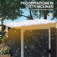 Casetta da Giardino con Finestra 128x193x161-181H cm con Serratura e Chiavi Incluse in Acciaio Grigio Scuro