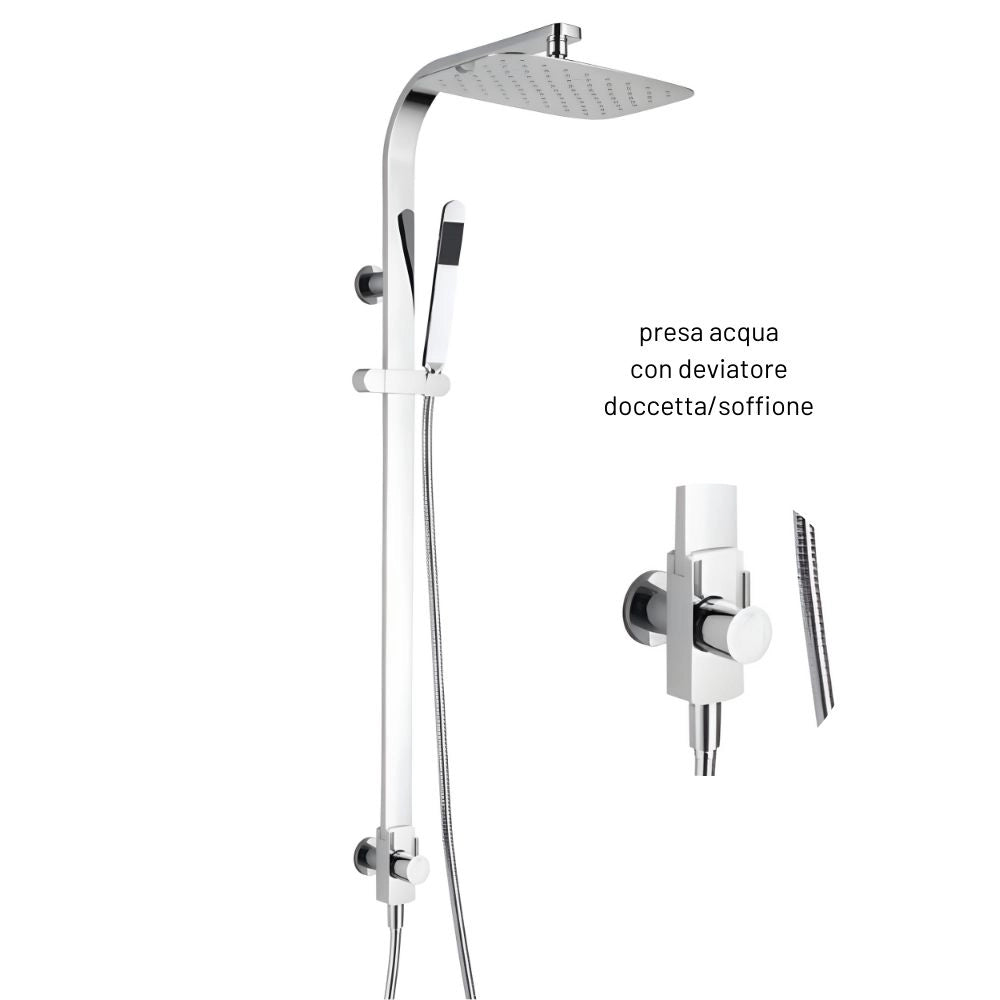 Colonna doccia attrezzata 024 ottone cromato soffione doccetta quadro p46xh106