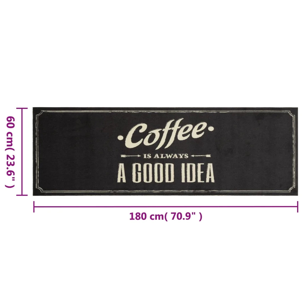 Tappeto da Cucina Lavabile Testo CaffÃ¨ 60x180 cm in Velluto