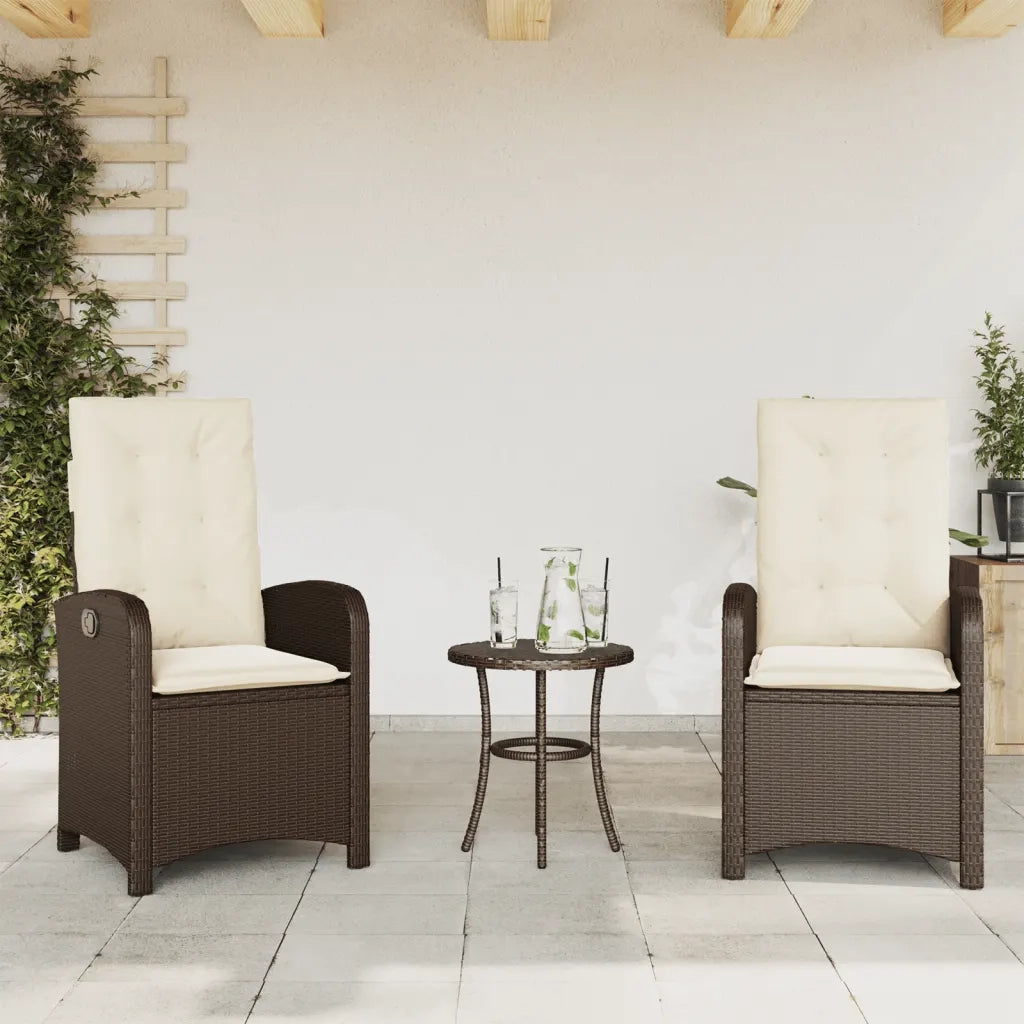 Sedie Reclinabili Giardino 2 pz | Sedie da Esterno con Cuscini Marrone Polyrattan