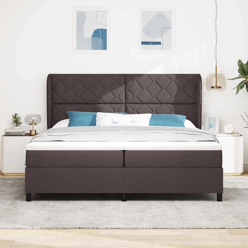 Letto a molle con materasso Marrone scuro 200 x 200 cm Tessuto 3340651