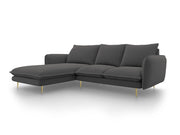 Cosmopolitan Design - Divano angolare sinistro "Vienna" 5 posti in tessuto strutturato grigio scuro 