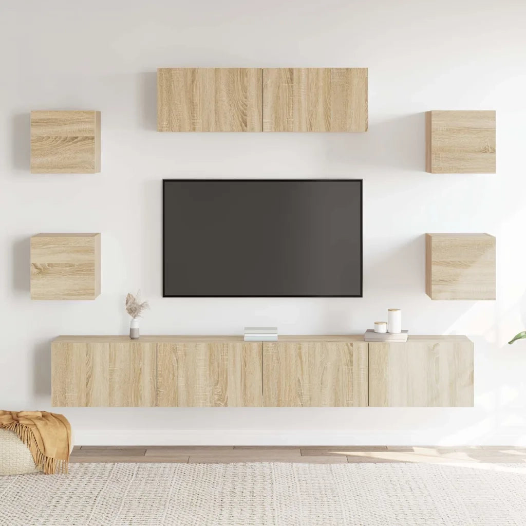 Set di Mobili Porta TV 7 pz-Set di 7 Credenza per TV Rovere Sonoma in Legno Multistrato 557933