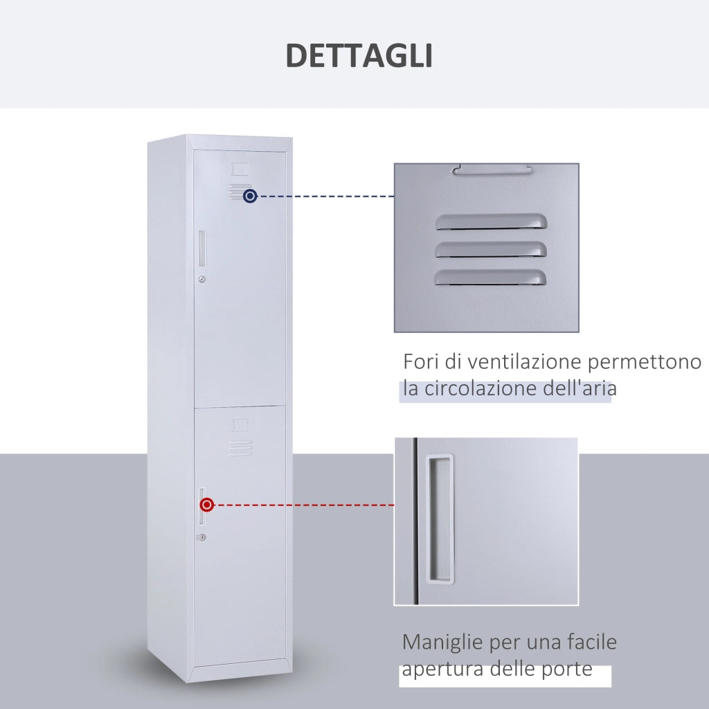 EasyComfort Armadietto 4 Ripiani 2 Porte Chiusura di Sicurezza Ufficio Garage Officina Acciaio Laminato a Freddo 38x46x180cm Grigio