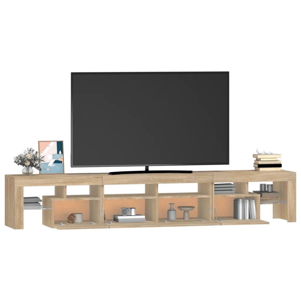 Mobile Porta TV con Luci LED Rovere Sonoma 230x36,5x40 cm 3152788