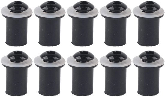 Viti universali per protezione anteriore - 10 pezzi - M5 x 15 mm - Viti in alluminio - Morsa in gomma - Cerniera in plastica - Alta qualità - Viti a testa rotonda