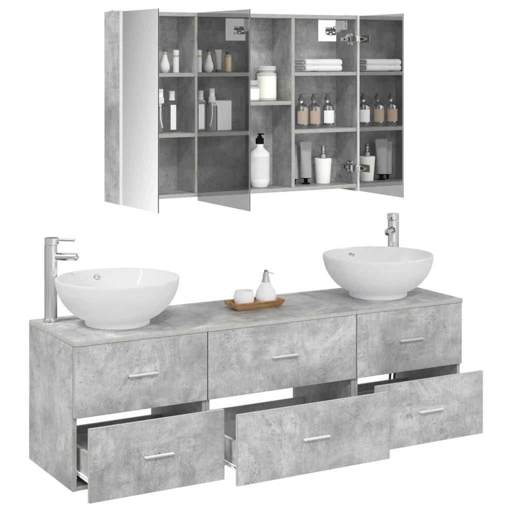 Set di mobili per il bagno 4 pcs Grigio Cemento 3406946