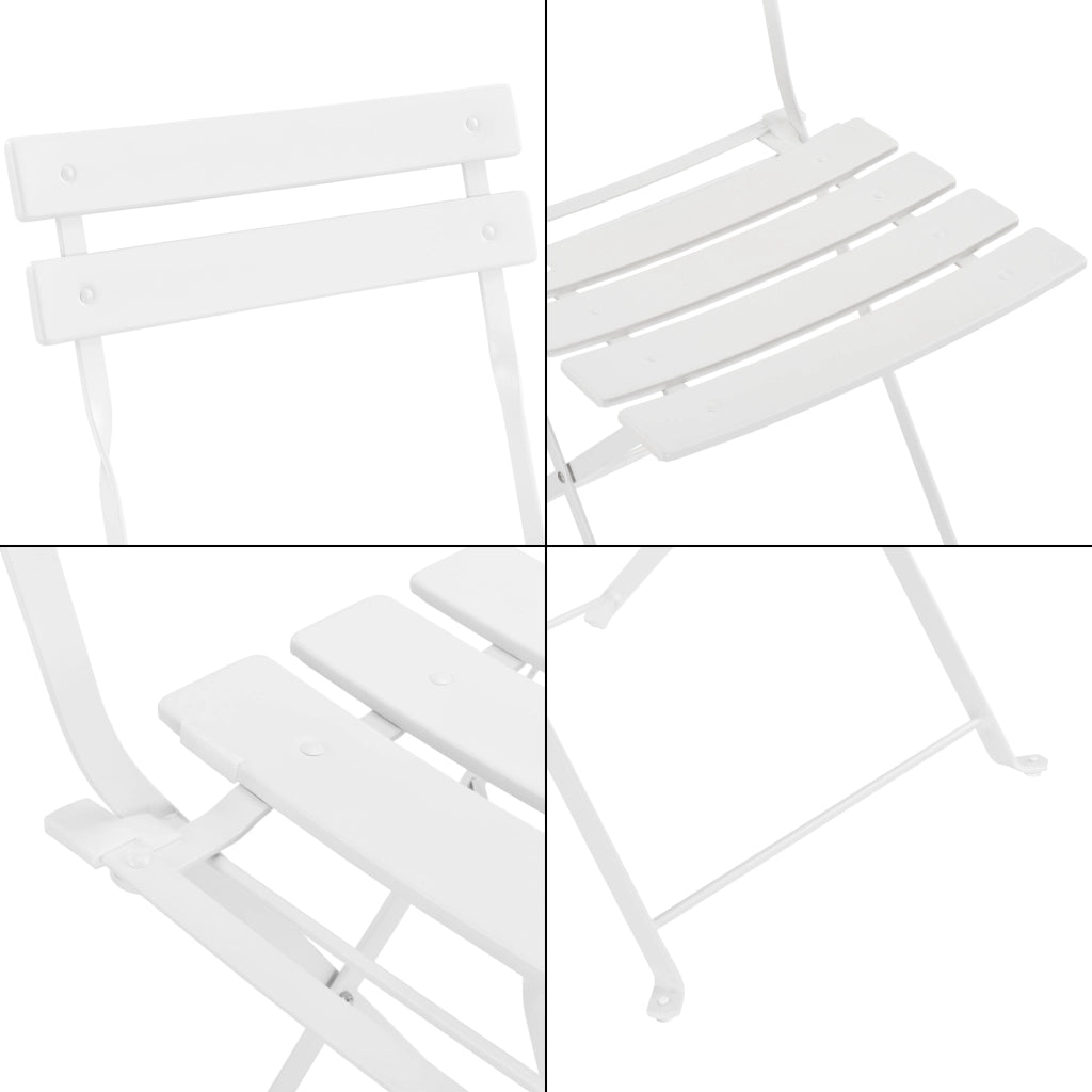 Set Bistrot Caprile da Esterno con Tavolino Rotondo e 2 Sedie in Acciaio Bianco [en.casa]
