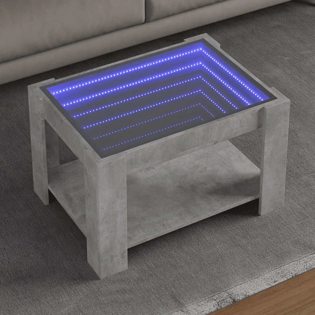 Tavolino salotto | Tavolino da caff¨¨ | Tavolino da Soggiorno con LED Grigio Cemento 73x53x45 cm Multistrato