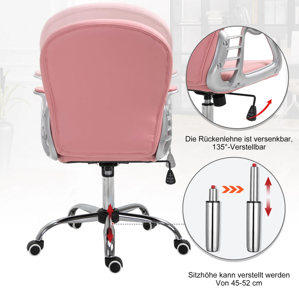 Sedia da ufficio con schienale regolabile ¨C Minimal ¨C rosa, similpelle, altezza regolabile