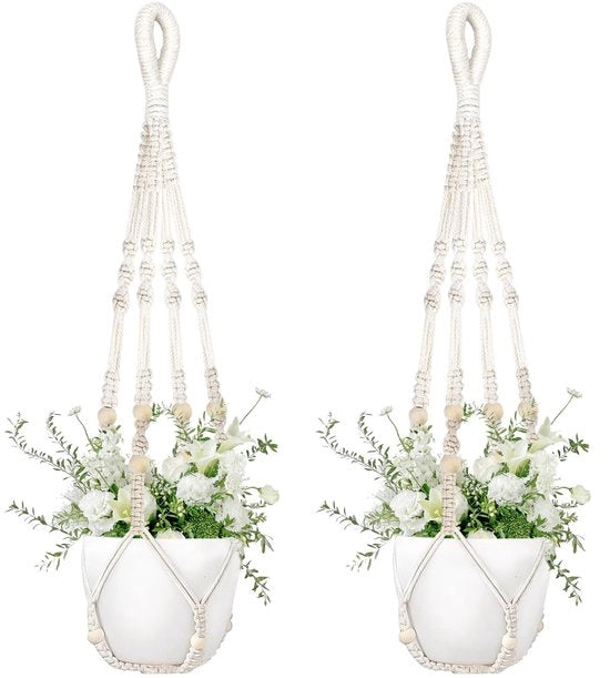 Due pezzi di contenitore per piante in stile bohemien, decorazione per patio, 35 pollici, contenitore per piante appeso, contenitore per fiori appeso per interni ed esterni sul balcone