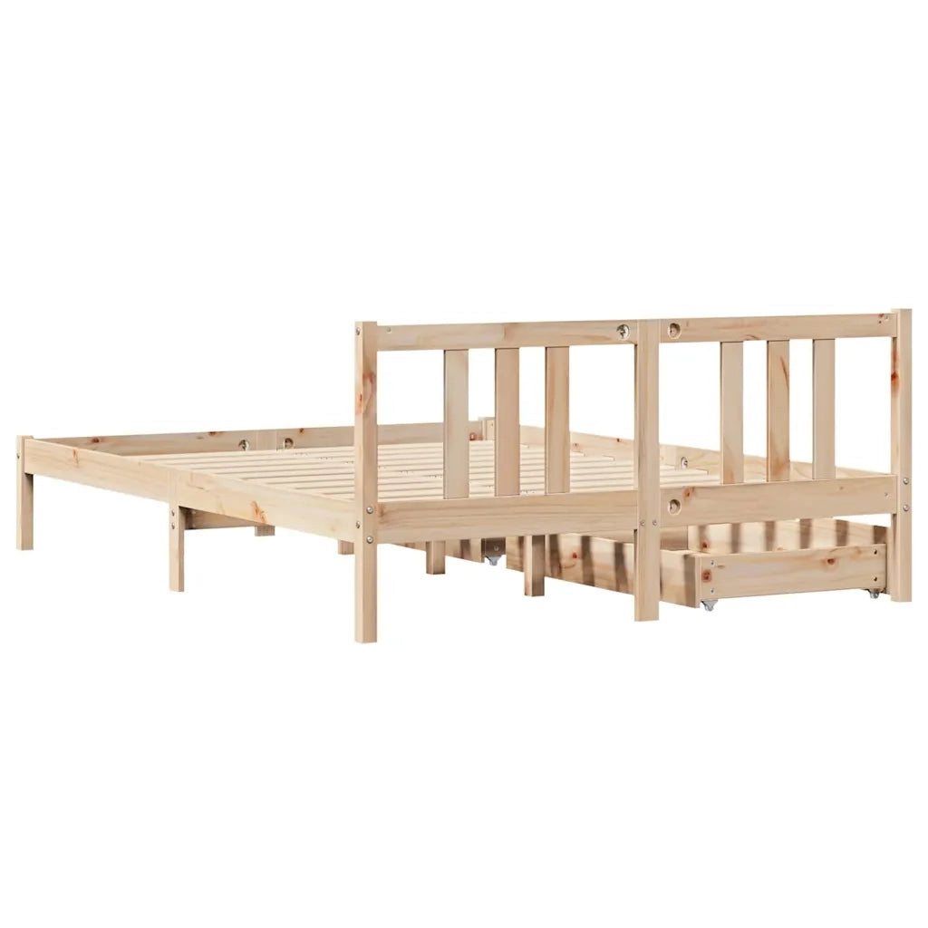 Letto senza Materasso 135x190 cm in Legno Massello di Pino 3301626