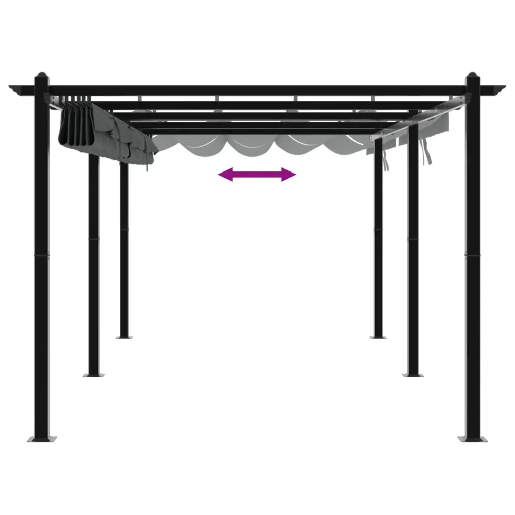 Gazebo Giardino con Tetto Retrattile Antracite 3x6 m Alluminio