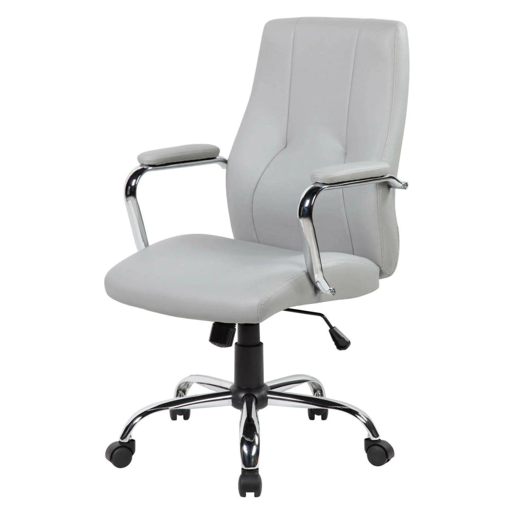 Sedia da ufficio Yuki, Poltrona direzionale con braccioli, Sedia ergonomica da ufficio, 64x58h101/111 cm, Grigio