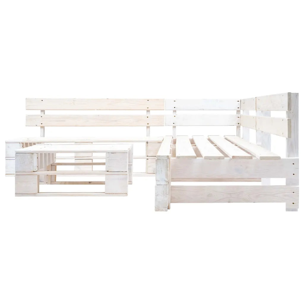 Set Divani da Giardino su Pallet 4 pz in Legno Bianco 277387