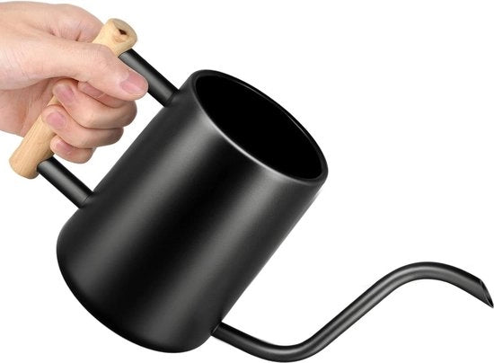 Giocello da 1 litro in acciaio inossidabile per interni - adatto per piante da appartamento e bonsai - nero