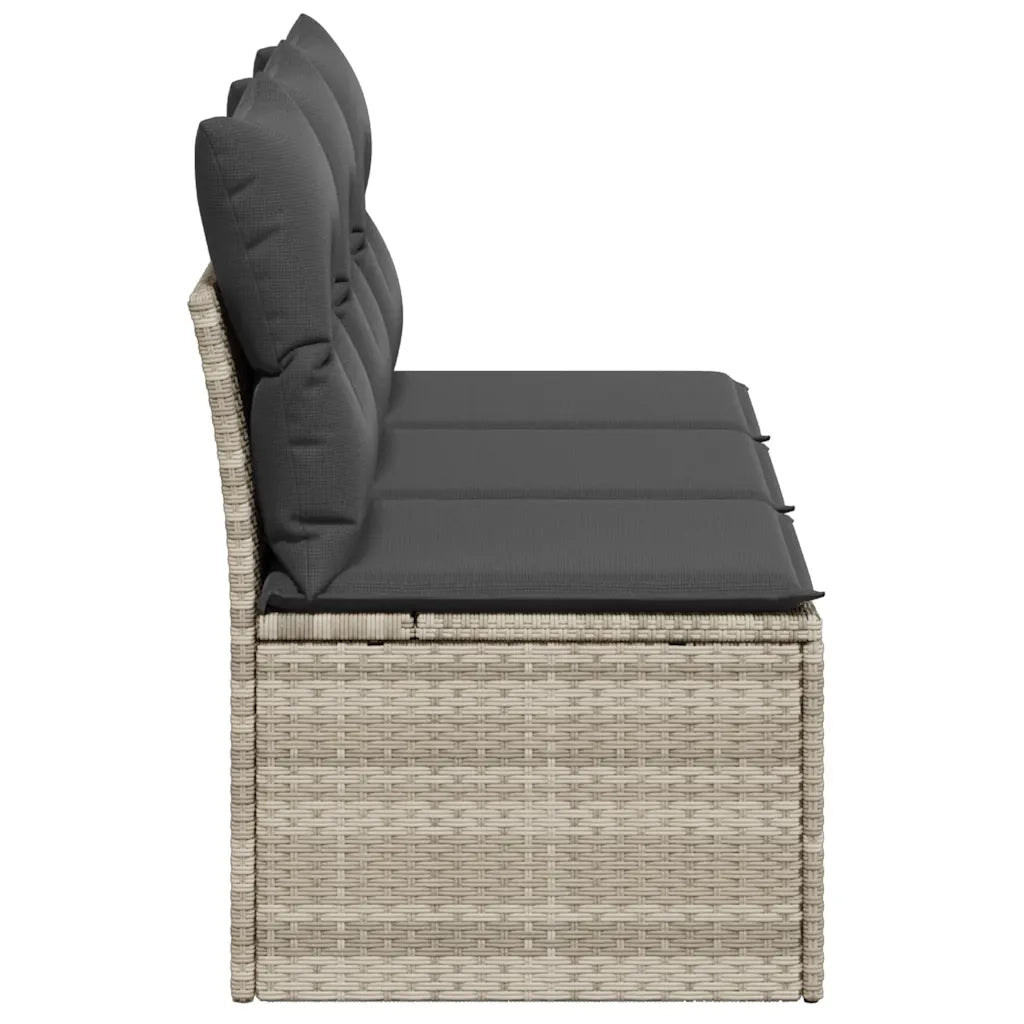 Divano da Giardino con Cuscini 3 Posti Grigio Chiaro Polyrattan