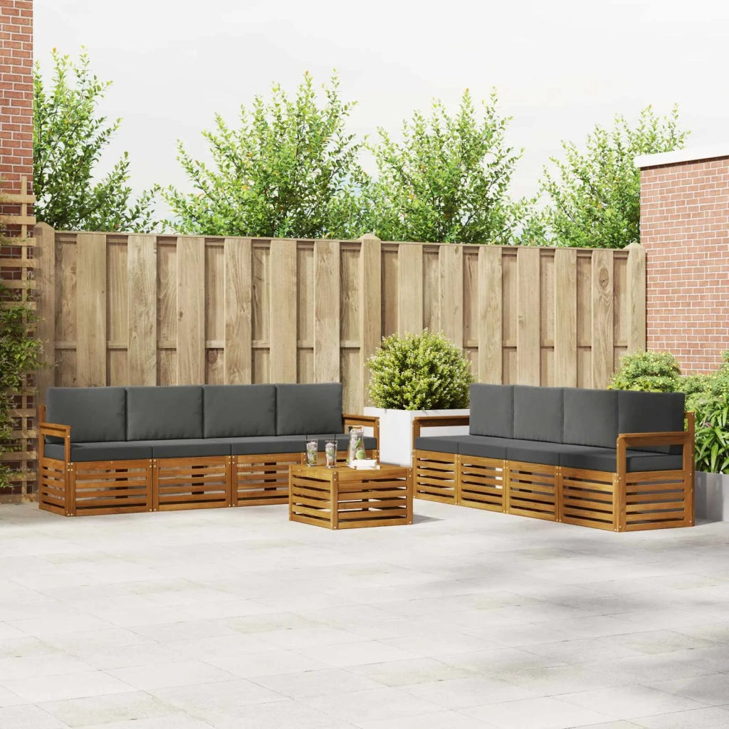 Set divani 9 pcs Naturale e Antracite Legno di Acacia Massello 3374557