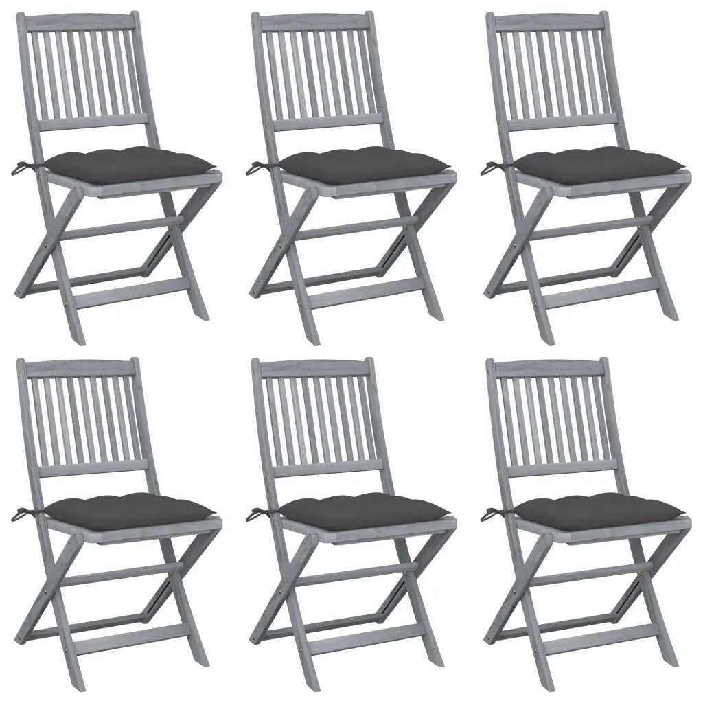Sedie da Giardino Pieghevoli 6pz con Cuscini in Massello Acacia cod mxl 8287