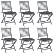 Sedie da Giardino Pieghevoli 6pz con Cuscini in Massello Acacia cod mxl 8287