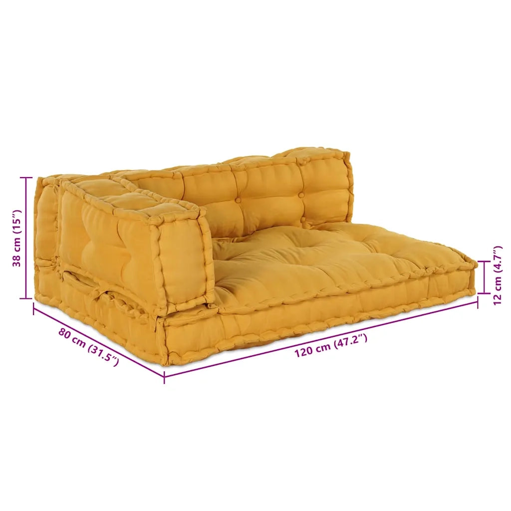 Cuscino per Divano Pallet 3 pz | Cuscini per sedie Giallo 120 x 80 x 38 cm Tessuto