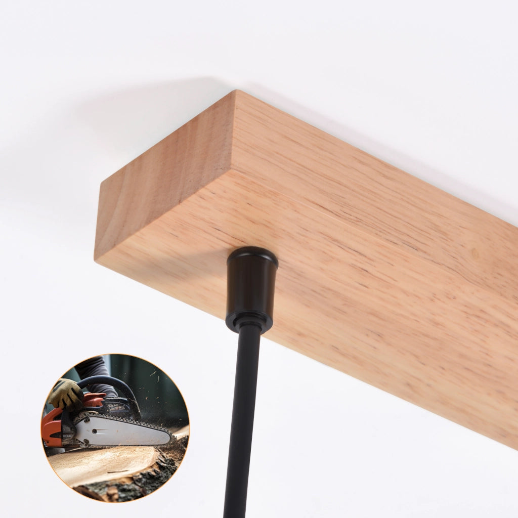 Lampada a sospensione ZMH vintage in legno per tavolo da pranzo 4 luci E27 lampada da sala da pranzo industriale