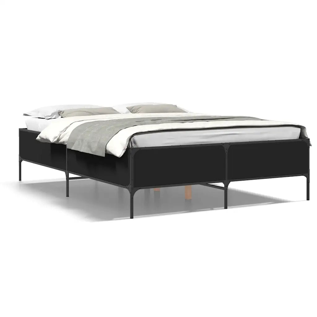 Giroletto-Struttura Letto Nero 120x200 cm in Legno Multistrato e Metallo 530479