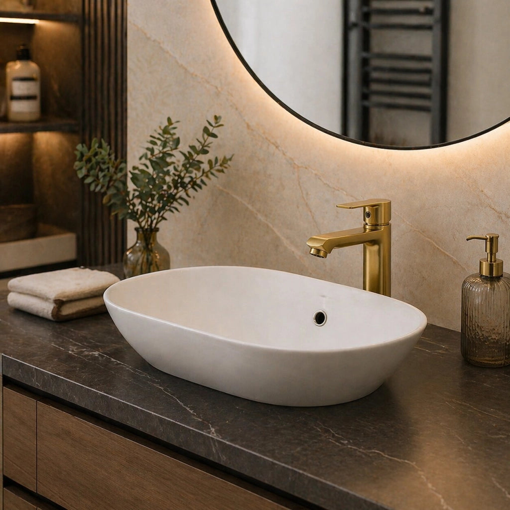 Miscelatore Rubinetto Oro Opaco Casa Bagno Lavabo Monocomando Moderno 94017