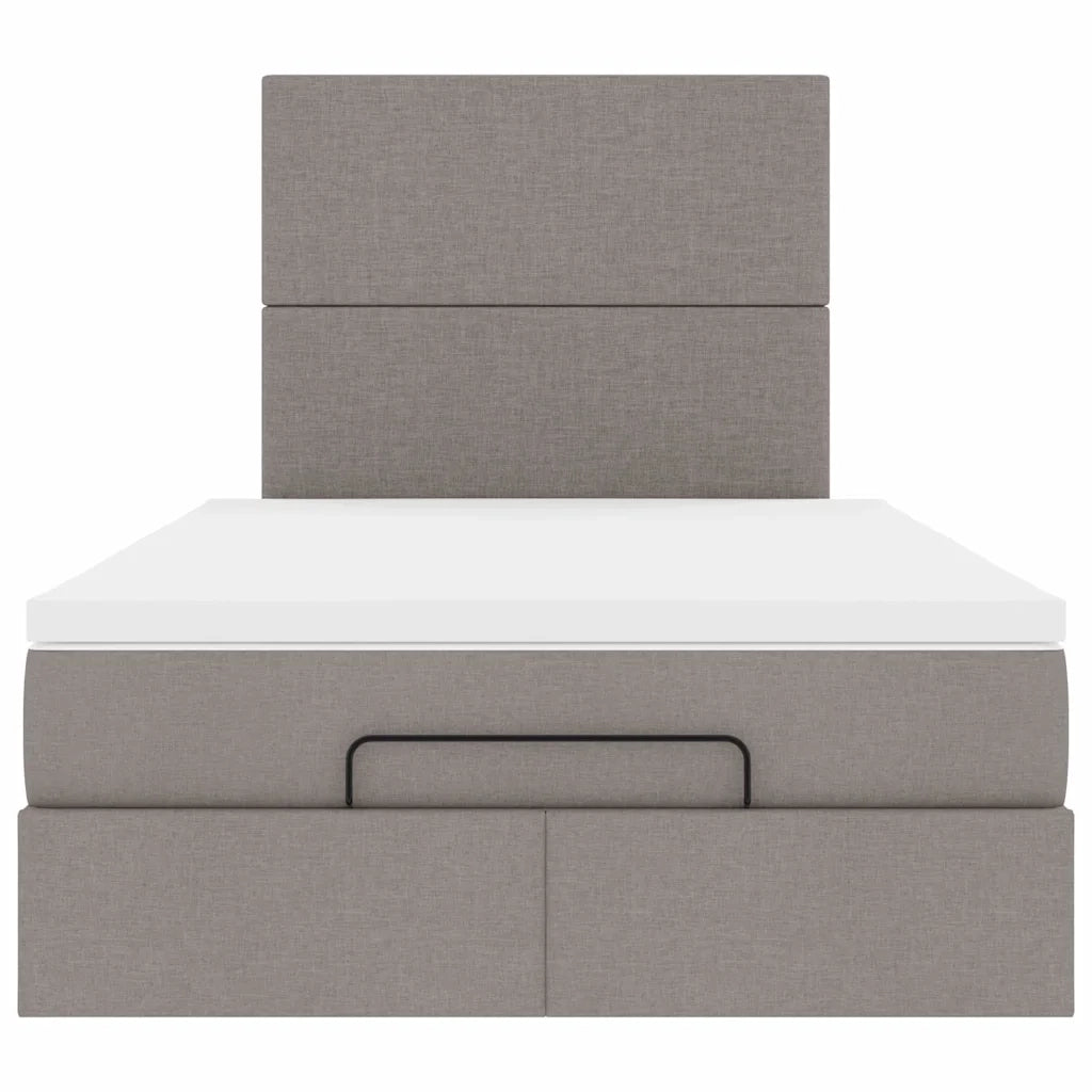 Struttura Letto Pouf con Materasso Tortora 120x190 cm Tessuto