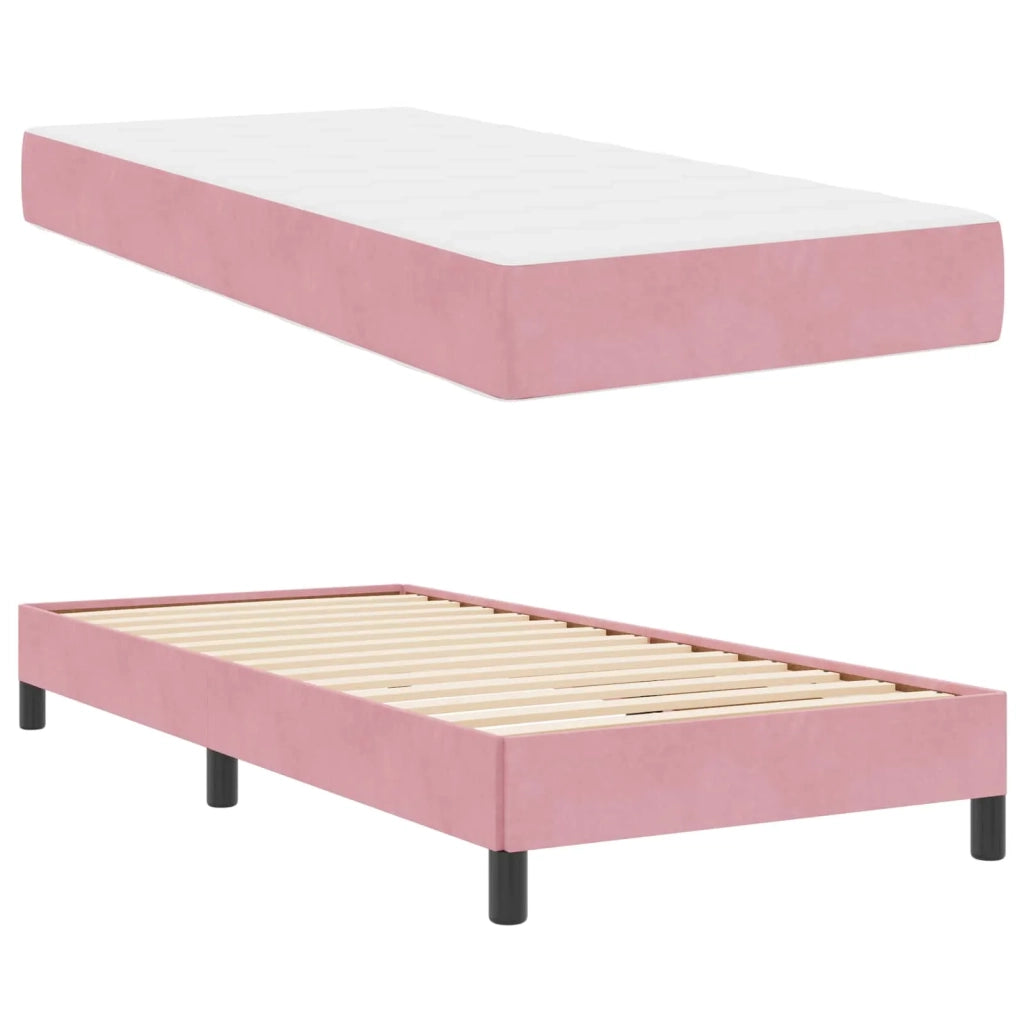 Letto a molle con materasso-Struttura Letto con Materasso Rosa 90 x 190 cm Tessuto