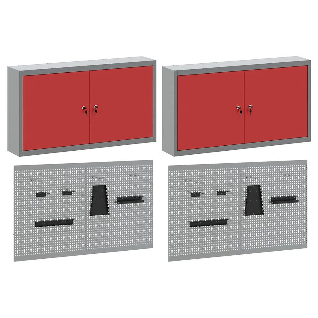Set di armadi per attrezzi con lo scaffale 6 pcs Rosso 3321403