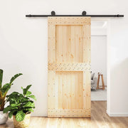 Porta scorrevole Naturale e Nero 90 x 210 cm