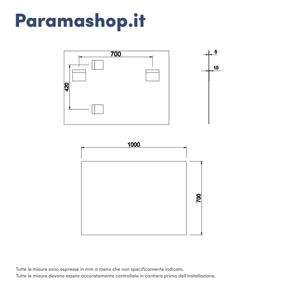 Specchio filolucido 70x100 cm reversibile con applique led | Easy
