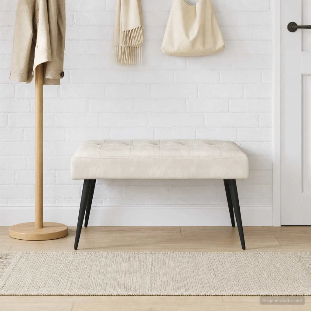 Panchina con bottoni imbottiti Crema 80 x 40 x 46 cm Velluto 42038523