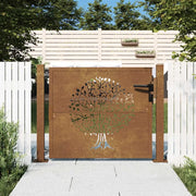 Cancello da Giardino 105x80 cm in Acciaio Corten Design Albero