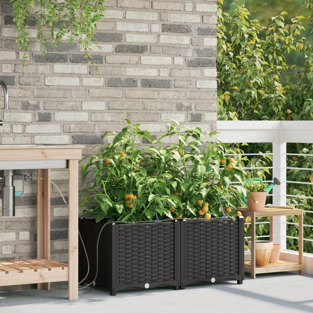 Planters da Giardino  con Sistema di Irrigazione 2 pezzi Nero